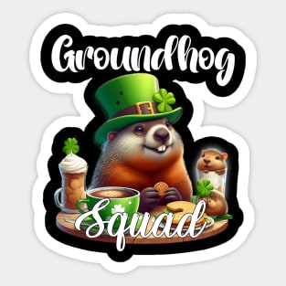 Funny Groundhog Squad Happy Groundhog St Patricks 2024 Sticker